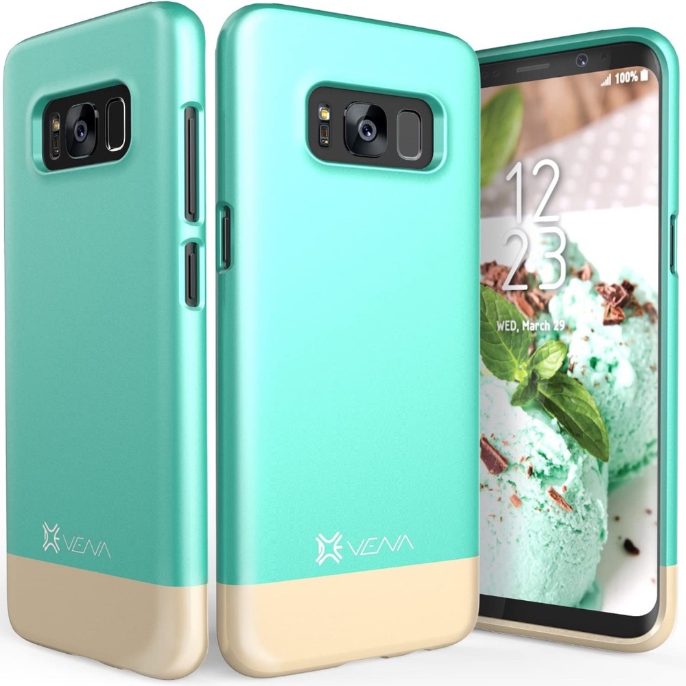 Vena iSlide Two-Tone Galaxy S8 Plus Case Slim Fit Hard Cover Teal/Champagne Gold